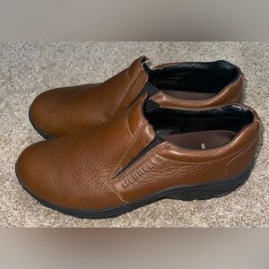 Merrell Moc Ortholite Men’s 10M Leather slip on shoe brown